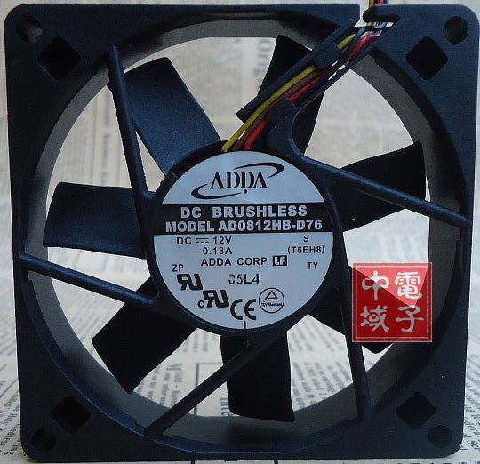 ADDA AD0812HB-D76 12V 0.18A 3wires Cooling Fan ADDA AD0812HB-D76 12V 0.18A 3wires Cooling Fan